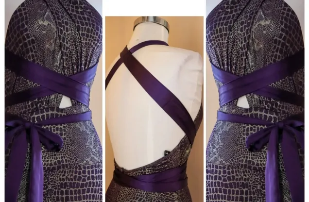 Ambre Fashion Shop — robe de soirée et détails satin