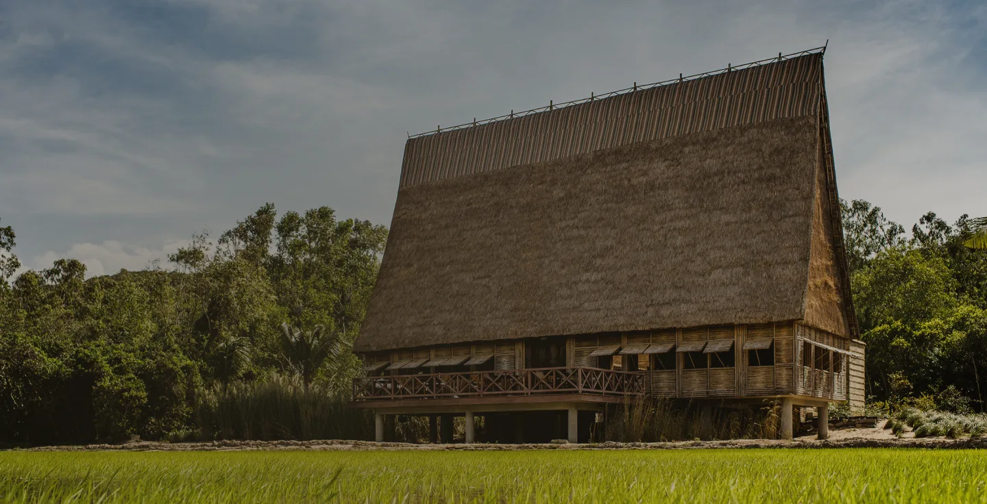 Villa sur pilotis de Zannier Phum Baitang, devant les rizières